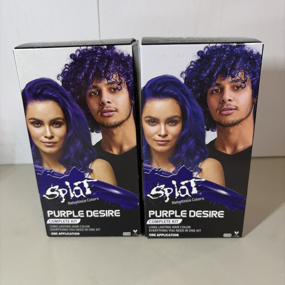Purple Hair Dye Kit w/ Bleach & Oxide Semi-Permanent SPLAT Desire Vegan Lot of 2